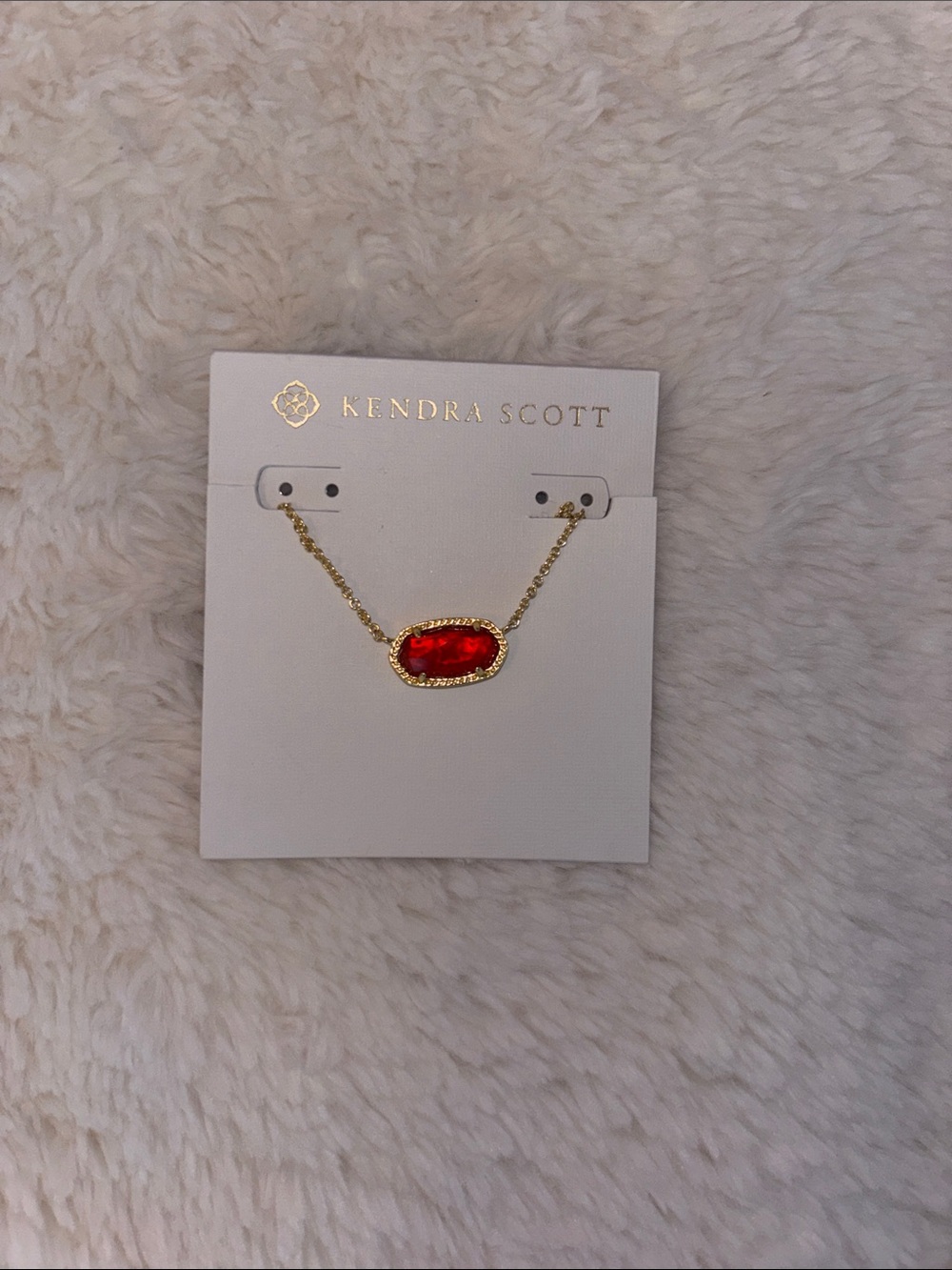 Kendra Scott Gold Necklace with Vibrant Red Pendant